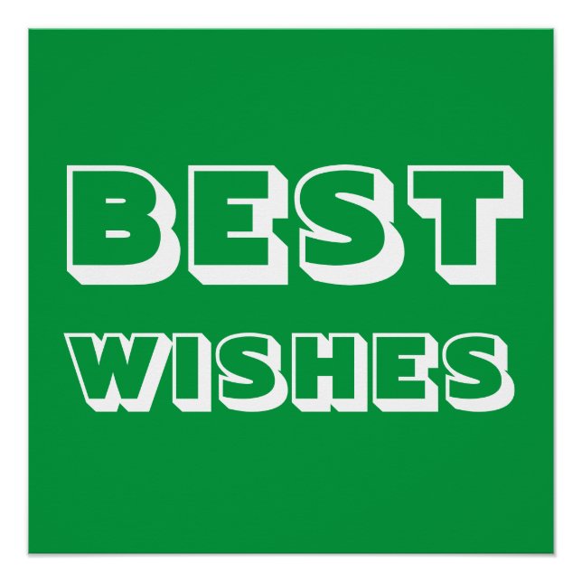 Póster Los mejores deseos, buena suerte, blanco verde (Anverso)