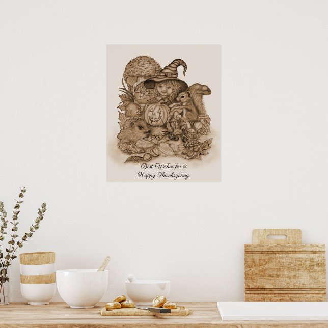 Póster Los mejores deseos para un feliz Día de Acción de  (Cocina)