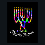 Póster Los milagros ocurren en Menorah Poster<br><div class="desc">Los milagros ocurren menorah Chanukah</div>