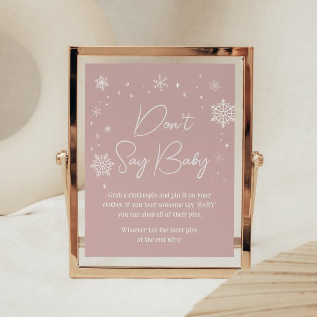 Póster Los modernos copos de nieve rosa Baby Shower no di (Modern Pink Baby It's Cold Outside Baby Shower Don't Say Baby Sign)