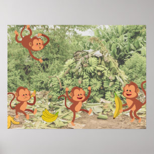 Póster Los monos cortos comen bananas
