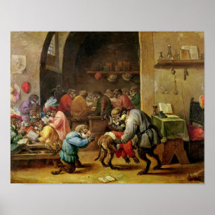 Póster Los monos en la escuela