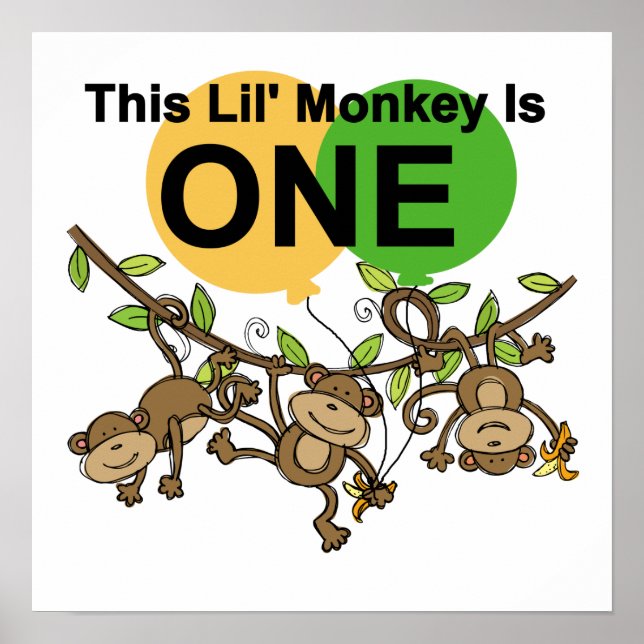 Póster Los monos que se balancean primero cumpleaños de c (Frente)