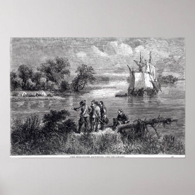 Póster Los moravianos que ascienden a los Delaware (Frente)