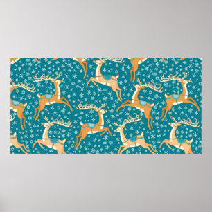 Póster Los navidades añaden un patrón impecable con renos