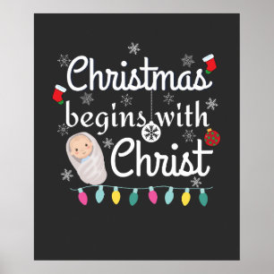 Póster Los navidades comienzan con la camiseta de Cristo