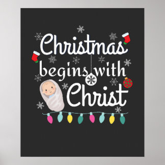 Póster Los navidades comienzan con la camiseta de Cristo