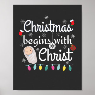 Póster Los navidades comienzan con la camiseta de Cristo