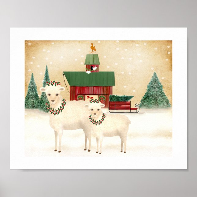 Póster Los navidades de la granja de ovejas añaden su pro (Frente)
