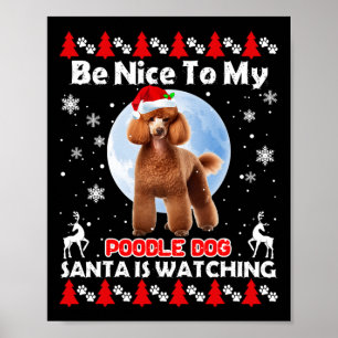 Póster Los Navidades Feo De Poodle Me Gustan Poodle Santa