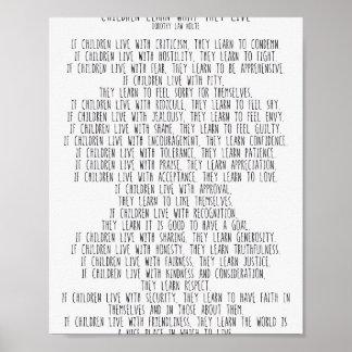 Póster Los Niños Aprenden Lo Que Viven #minimalismo