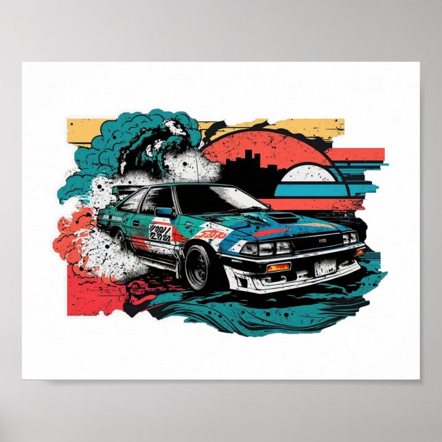 Póster Los niños corren aventuras extremas. Jdm de coche  (Frente)