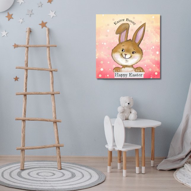 Póster Los niños de la caza de huevos con citas de huevo  (Egg-citing Egg Hunt Kids Pink Poster)