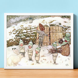 Póster Los niños de la selva de Ilustracion vintage Elsa 