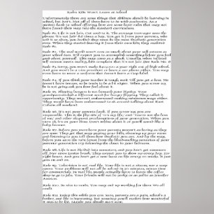 Póster Los niños de las reglas no aprenderán