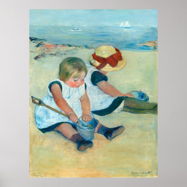 Póster Los niños del Cassatt juegan en la playa (Frente)
