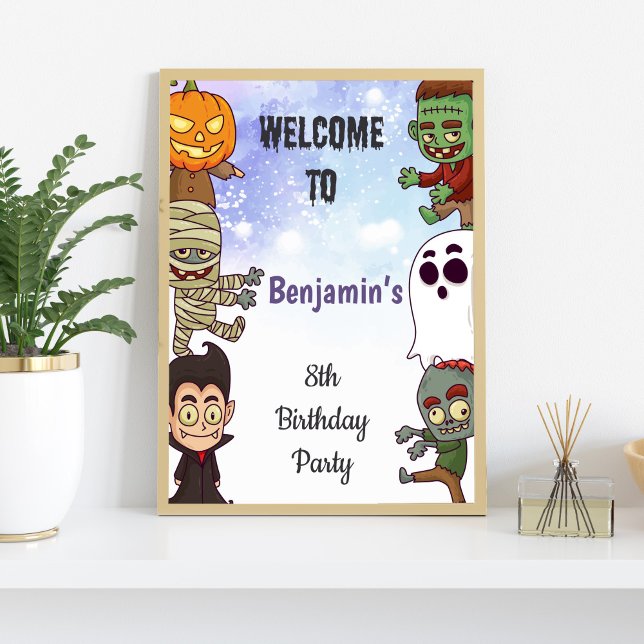 Póster Los niños hablaban de los Rótulos de la fiesta de  (Kids Spooky Halloween Party Signs)