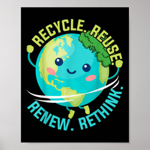 Póster Los niños reciclan reutilizan repensar el punto de
