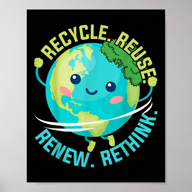 Póster Los niños reciclan reutilizan repensar el punto de (Frente)