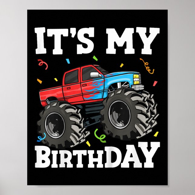 Póster Los Niños Son Mi Monstruo De Cumpleaños Camión De  (Frente)