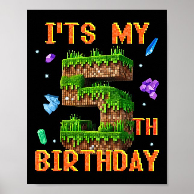 Póster Los niños son mi quinto cumpleaños Pixel Gamer Fie (Frente)