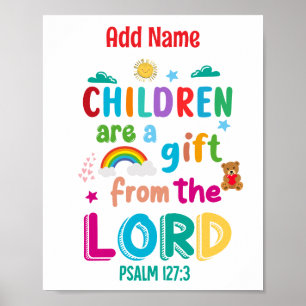 Póster "Los niños son un regalo del Señor" personalizado