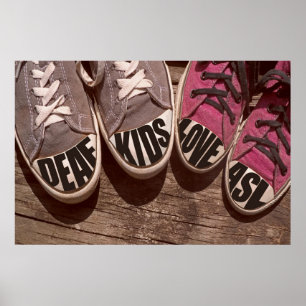 Póster Los niños sordos aman ASL de 36" x 24"