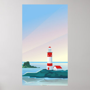 Póster Los paisajes marítimos con faro