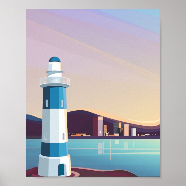 Póster Los paisajes marítimos con faro (Frente)