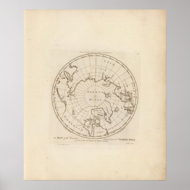 Póster Los países se sitúan alrededor del Polo Norte (Frente)