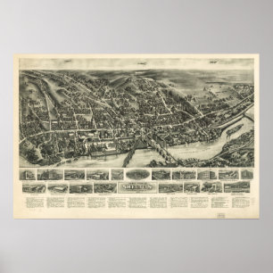Póster Los pájaros 1919 de Shelton CT observan el mapa