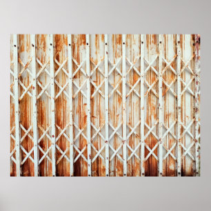 Póster Los paneles antiguos de la puerta de hierro están 