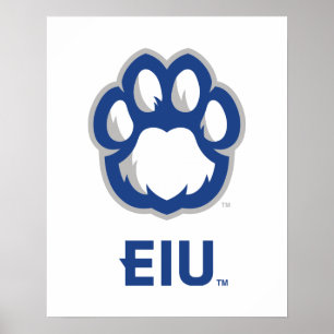 Póster Los Panthers de Illinois Oriental Paw Print y EIU