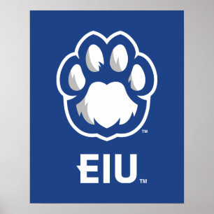 Póster Los Panthers de Illinois Oriental Paw Print y EIU