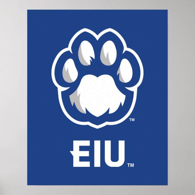 Póster Los Panthers de Illinois Oriental Paw Print y EIU (Frente)