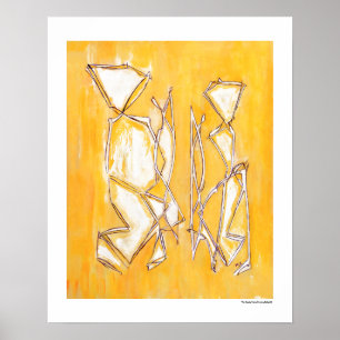 Póster Los pares abstractos amarillos se dirigen los