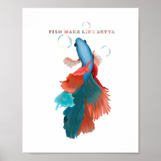 Póster Los peces hacen la vida mejor, azul / verde / rojo