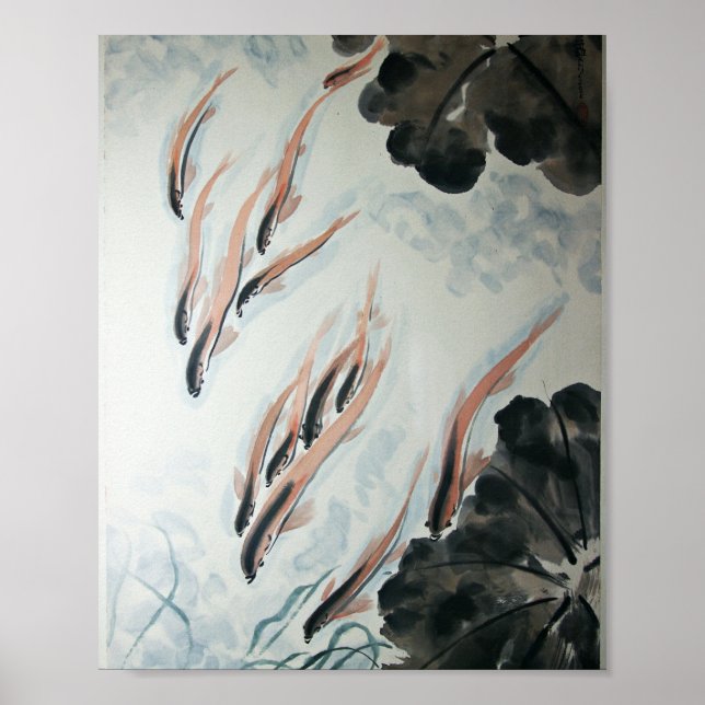 Póster Los peces son amigos pintura oriental (Frente)