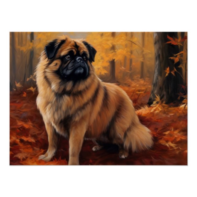Póster Los pekingeses en otoño se inspiran en las hojas (Anverso)