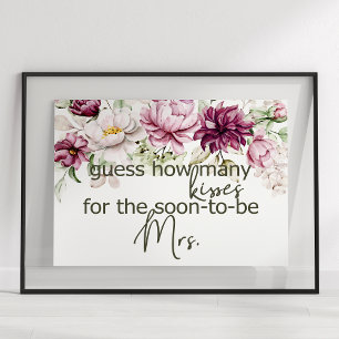 Póster Los peones rosan borgoña adivinan cuántos besos de