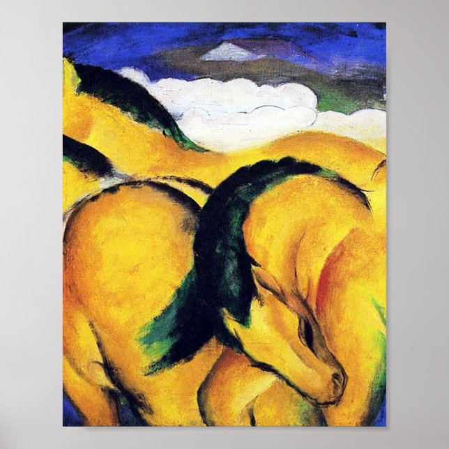 Póster Los pequeños caballos amarillos de Franz Marc (Frente)