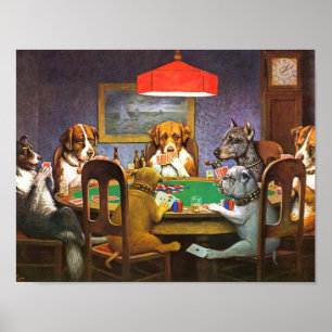 Póster Los perros que juegan al póquer como un amigo nece