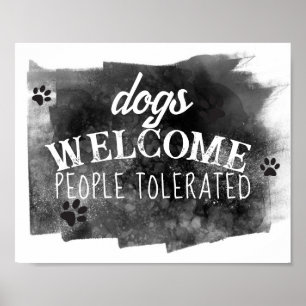 Póster los perros reciben el humor trazos de pintura gris