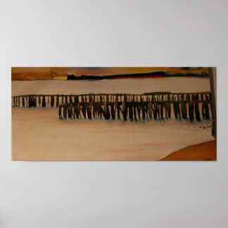 Póster Los Piers de West Seattle Miran los Buques del Cen