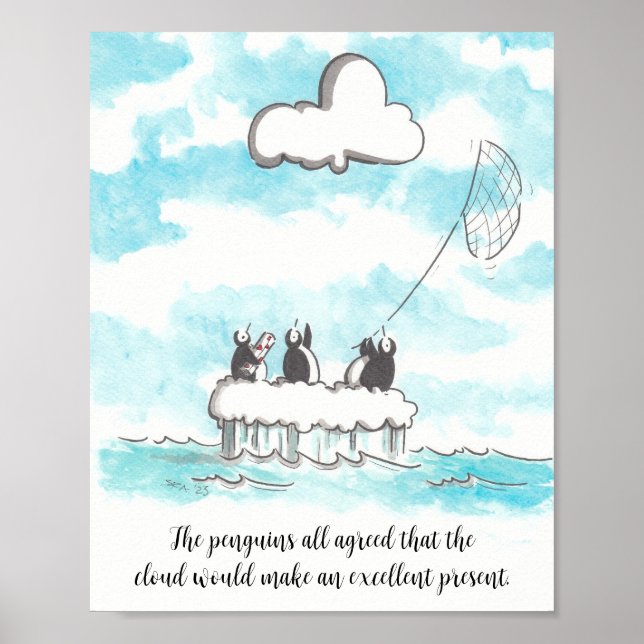 Póster Los pingüinos y el Poster del muro de la nube (Frente)