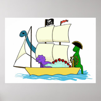 Póster Los piratas de los dinosaurios navegan por los sie