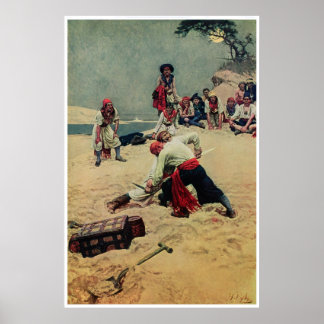 Póster Los piratas luchan por el tesoro