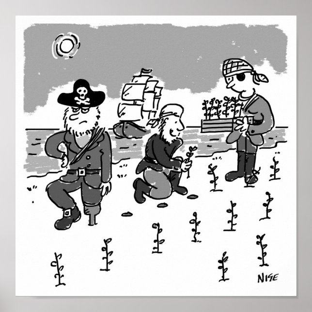 Póster Los piratas son jardinería usando una pierna de ma (Frente)