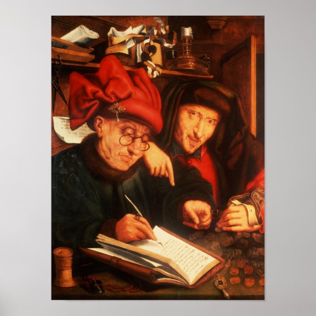 Póster Los prestamistas monetarios, después de Massys (Frente)