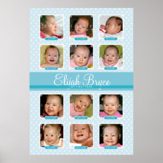 PÓSTER LOS PRIMEROS 12 MESES DE CUMPLEAÑOS DEL BEBÉ
